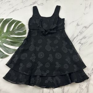 Rampage Womens Vintage Y2k Babydoll Dress Size S Black Floral Mini Bow Trim